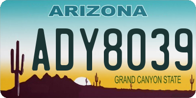 AZ license plate ADY8039
