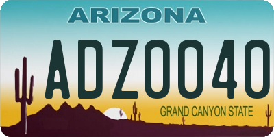 AZ license plate ADZ0040