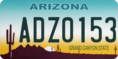 AZ license plate ADZ0153