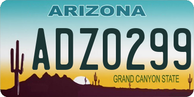 AZ license plate ADZ0299