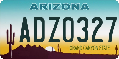 AZ license plate ADZ0327