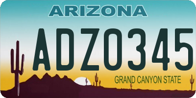 AZ license plate ADZ0345