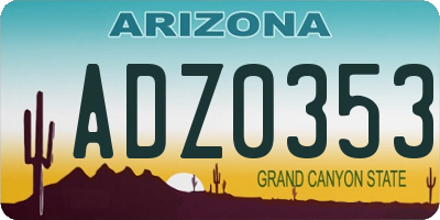 AZ license plate ADZ0353