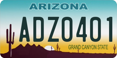 AZ license plate ADZ0401