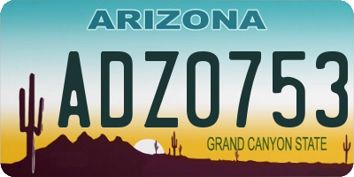 AZ license plate ADZ0753