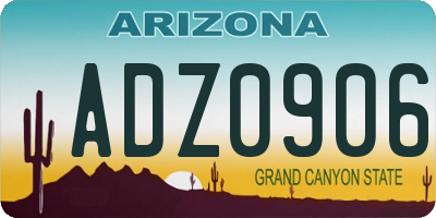 AZ license plate ADZ0906