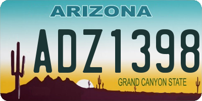 AZ license plate ADZ1398