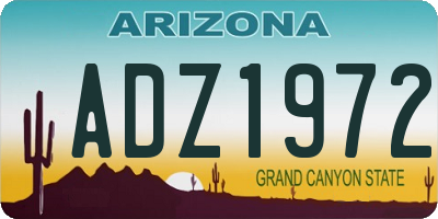 AZ license plate ADZ1972