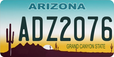 AZ license plate ADZ2076
