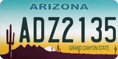 AZ license plate ADZ2135