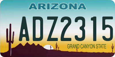 AZ license plate ADZ2315