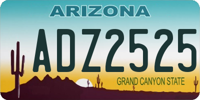AZ license plate ADZ2525