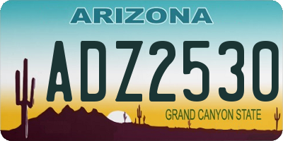 AZ license plate ADZ2530