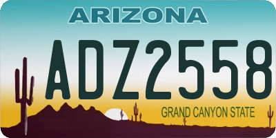 AZ license plate ADZ2558