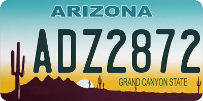 AZ license plate ADZ2872