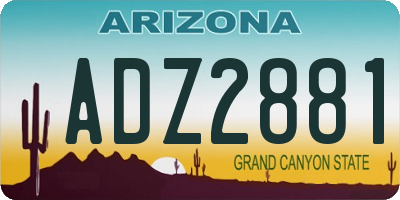 AZ license plate ADZ2881