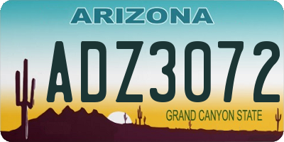 AZ license plate ADZ3072