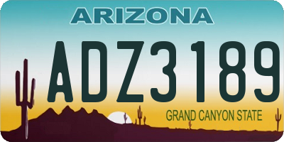 AZ license plate ADZ3189