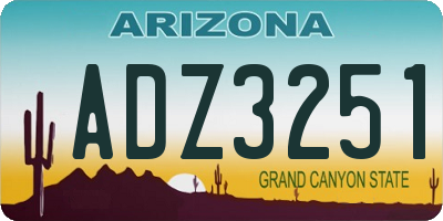 AZ license plate ADZ3251