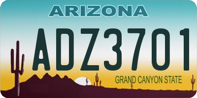 AZ license plate ADZ3701