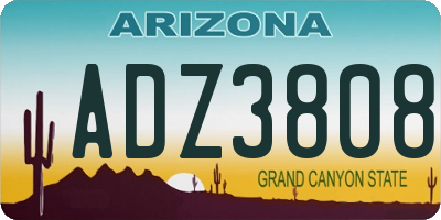 AZ license plate ADZ3808