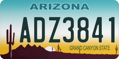 AZ license plate ADZ3841