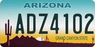 AZ license plate ADZ4102