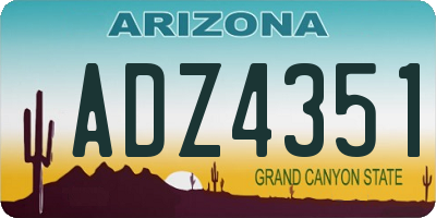 AZ license plate ADZ4351
