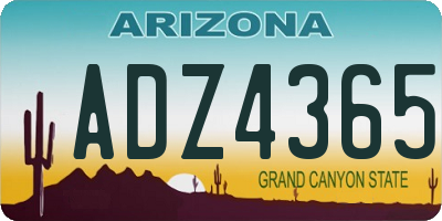 AZ license plate ADZ4365