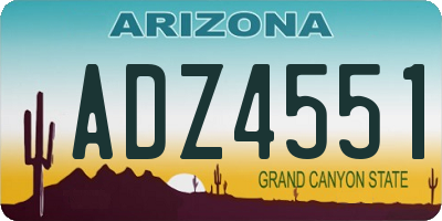 AZ license plate ADZ4551