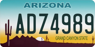 AZ license plate ADZ4989