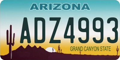AZ license plate ADZ4993