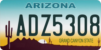 AZ license plate ADZ5308