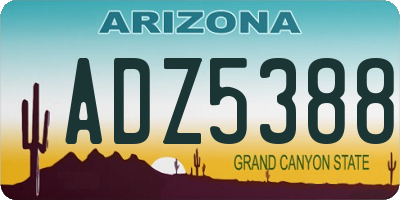 AZ license plate ADZ5388