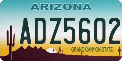 AZ license plate ADZ5602