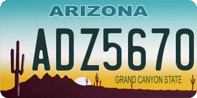 AZ license plate ADZ5670
