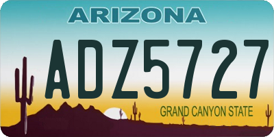 AZ license plate ADZ5727