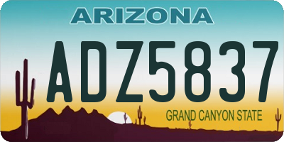 AZ license plate ADZ5837
