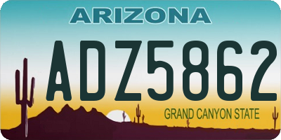 AZ license plate ADZ5862