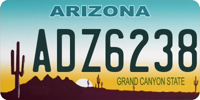 AZ license plate ADZ6238