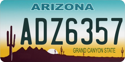AZ license plate ADZ6357
