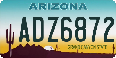 AZ license plate ADZ6872
