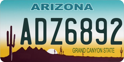 AZ license plate ADZ6892