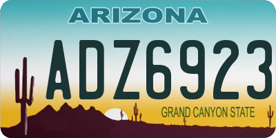 AZ license plate ADZ6923