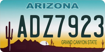 AZ license plate ADZ7923