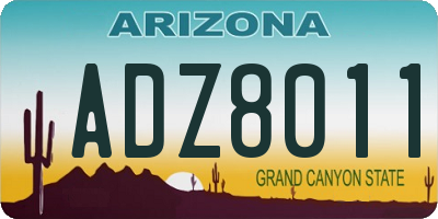 AZ license plate ADZ8011