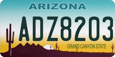 AZ license plate ADZ8203