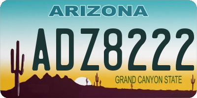 AZ license plate ADZ8222