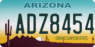 AZ license plate ADZ8454