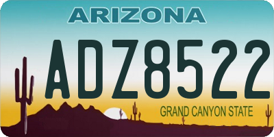 AZ license plate ADZ8522